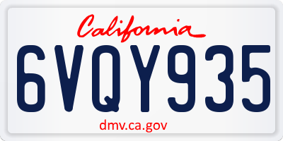 CA license plate 6VQY935
