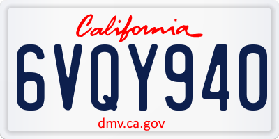 CA license plate 6VQY940