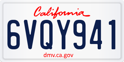 CA license plate 6VQY941
