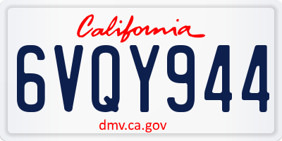 CA license plate 6VQY944