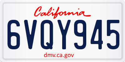CA license plate 6VQY945