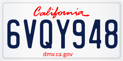 CA license plate 6VQY948
