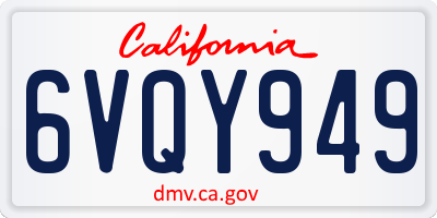 CA license plate 6VQY949