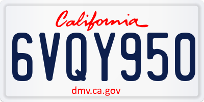 CA license plate 6VQY950