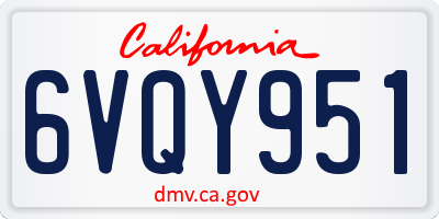 CA license plate 6VQY951