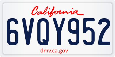 CA license plate 6VQY952