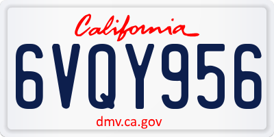 CA license plate 6VQY956