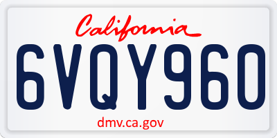 CA license plate 6VQY960