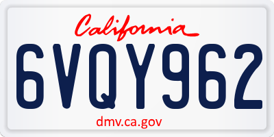 CA license plate 6VQY962
