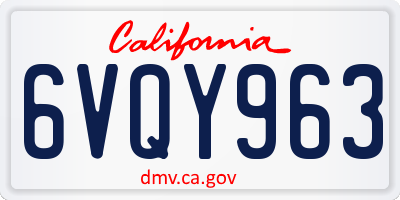 CA license plate 6VQY963