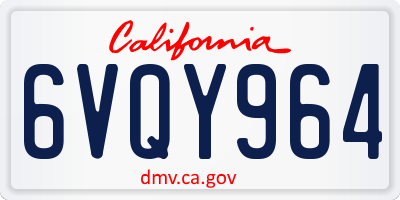 CA license plate 6VQY964