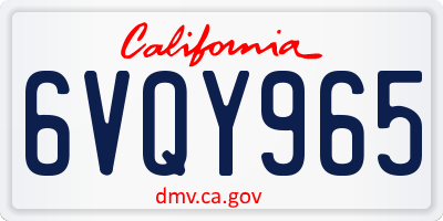 CA license plate 6VQY965