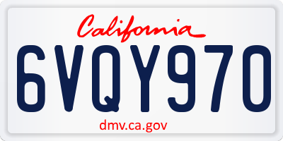 CA license plate 6VQY970