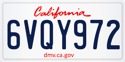 CA license plate 6VQY972
