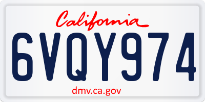 CA license plate 6VQY974