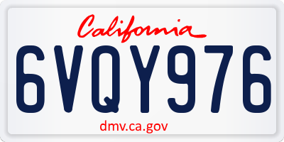 CA license plate 6VQY976
