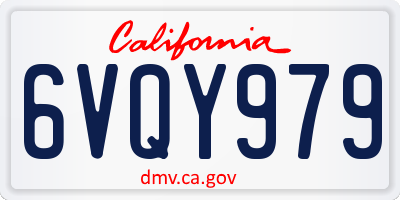 CA license plate 6VQY979
