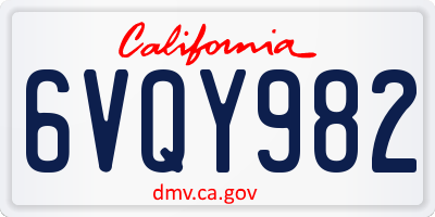 CA license plate 6VQY982