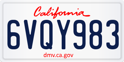 CA license plate 6VQY983