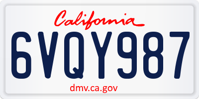 CA license plate 6VQY987