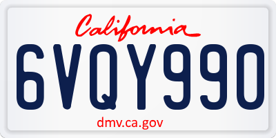 CA license plate 6VQY990