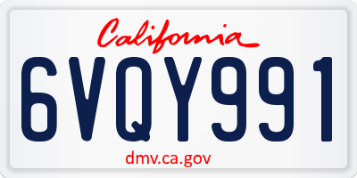 CA license plate 6VQY991