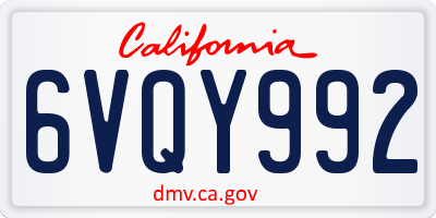 CA license plate 6VQY992