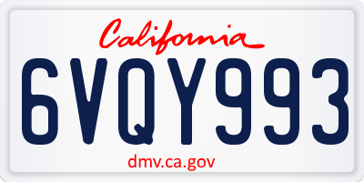 CA license plate 6VQY993