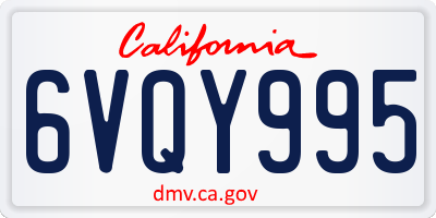 CA license plate 6VQY995