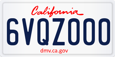 CA license plate 6VQZ000