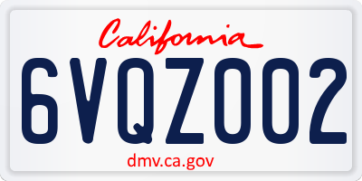 CA license plate 6VQZ002