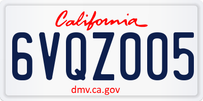 CA license plate 6VQZ005