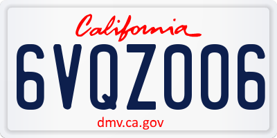 CA license plate 6VQZ006