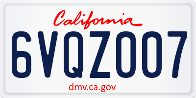 CA license plate 6VQZ007