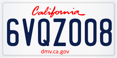 CA license plate 6VQZ008