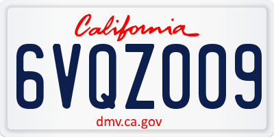 CA license plate 6VQZ009