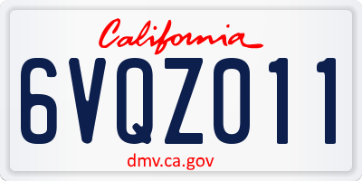 CA license plate 6VQZ011