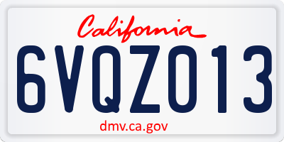 CA license plate 6VQZ013