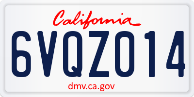CA license plate 6VQZ014