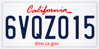 CA license plate 6VQZ015