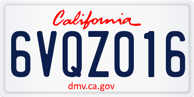 CA license plate 6VQZ016