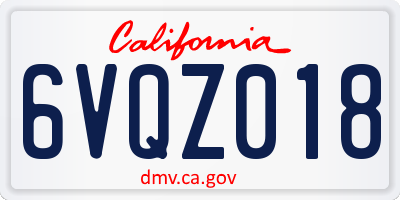 CA license plate 6VQZ018