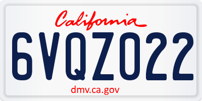 CA license plate 6VQZ022
