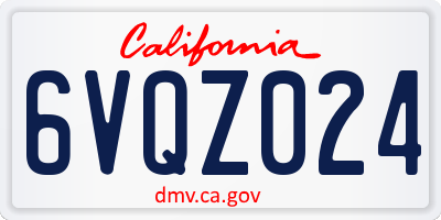 CA license plate 6VQZ024