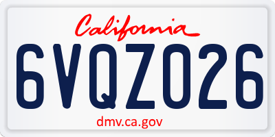 CA license plate 6VQZ026