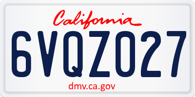 CA license plate 6VQZ027