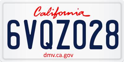 CA license plate 6VQZ028