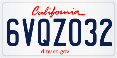 CA license plate 6VQZ032