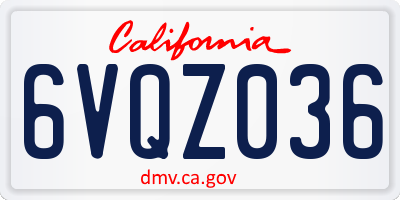 CA license plate 6VQZ036