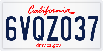 CA license plate 6VQZ037